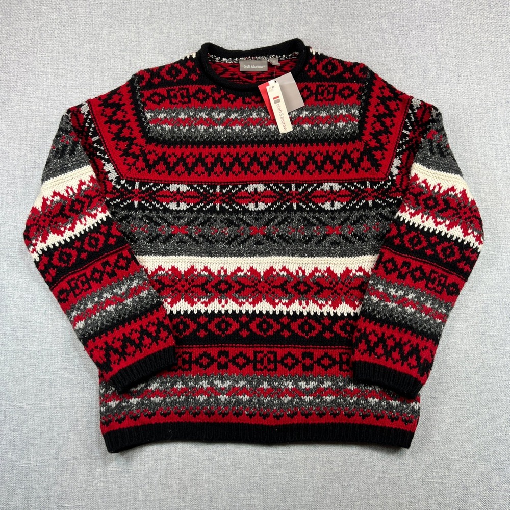 Vintage Croft & Barrow Knit Fair Isle Sweater Women L Roll Neck Cottagecore NEW
